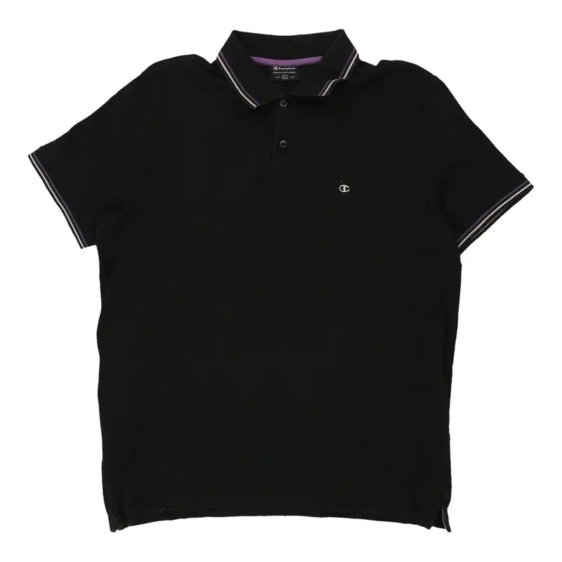 Champion Polo Shirt - Large Black Cotton