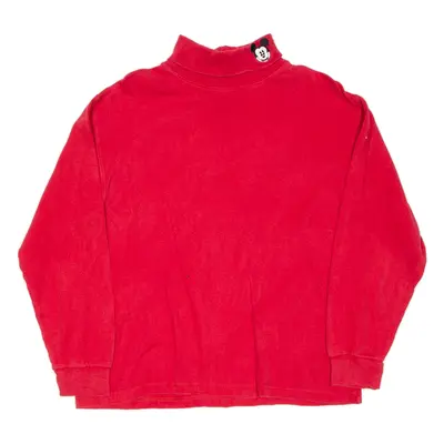 DISNEY Womens T-Shirt Red Long Sleeve Roll Neck L