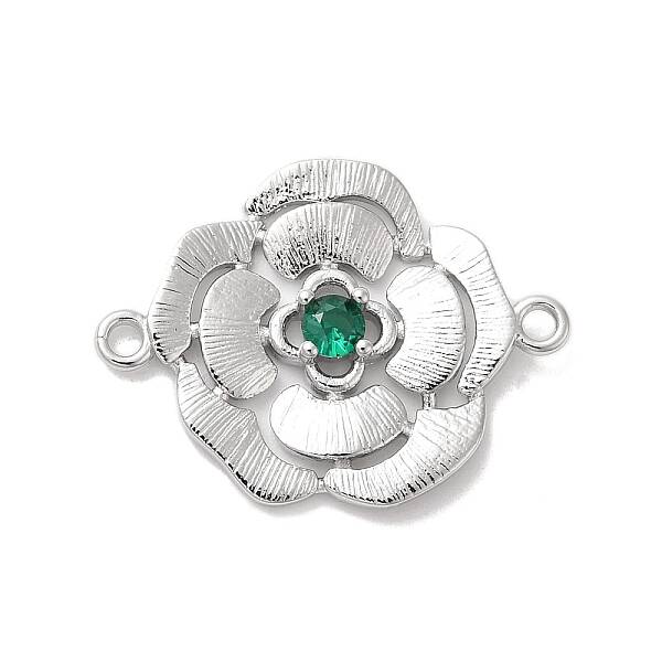 Brass Pave Glass Connector Charms