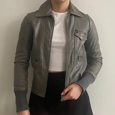 Toy G Cropped Leather Jacket - XS Grey Leather