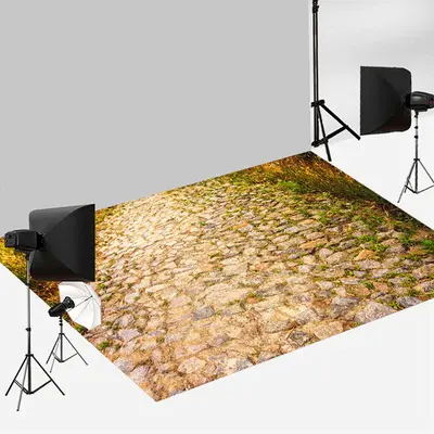 Warm Fall Country Gravel Road Photography Floor Mat - Aperturee