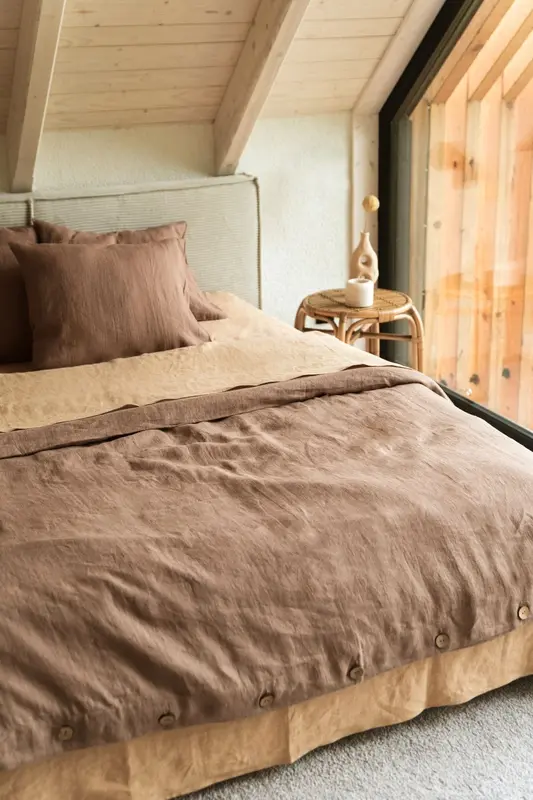 Linen bedding set in Rosy Brown | Size: US Cal.King + Queen
