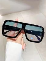 Unisex Simple Style Plain Color Sunglasses, Trendy Casual Large Square Frame Sunglasses for Everyday Use, Fashion Accessories...