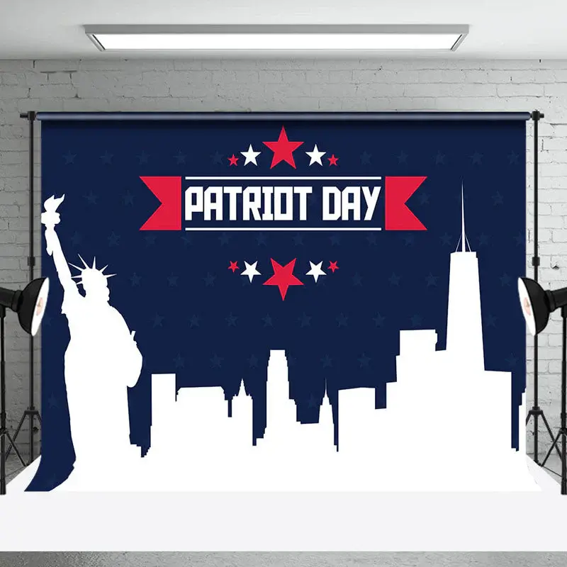 Aperturee Navy Blue Statue Of Liberty Patriot Day Backdrop | Custom Curtain Party Backdrop | Custom Party Backdrop Wall | Par...