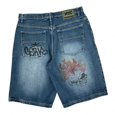 Nyc Baggy Denim Shorts - 36W 13L Blue Cotton