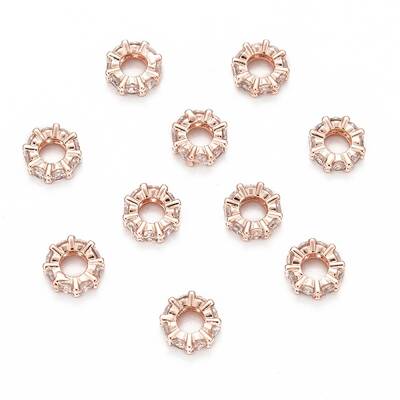 Brass Cubic Zirconia European Beads