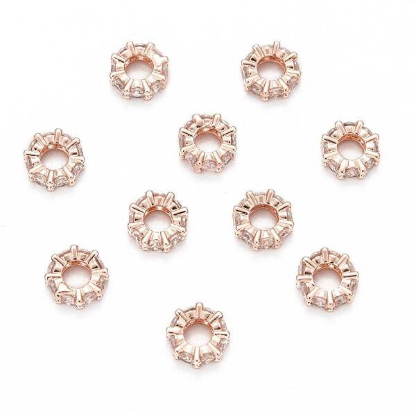 Brass Cubic Zirconia European Beads