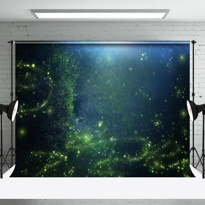 Night Green Firefly Forest Backdrop For Photography - Aperturee