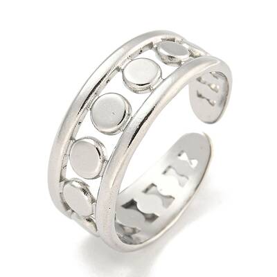 Non-Tarnish 304 Stainless Steel Round Wide Open Cuff Ring for Women