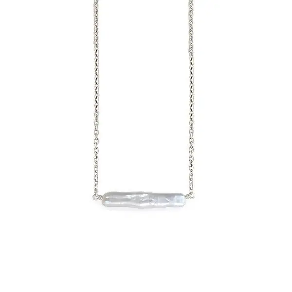 Maris Pearl Bar Necklace in Silver | Size: 14 in