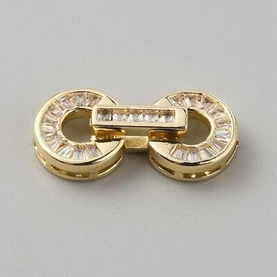 Brass Pave Clear Cubic Zirconia Fold Over Clasps
