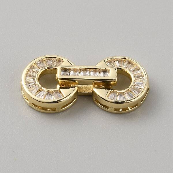 Brass Pave Clear Cubic Zirconia Fold Over Clasps
