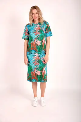 Paint Swirl Midi T-Shirt Dress | Size: 8/16 UK