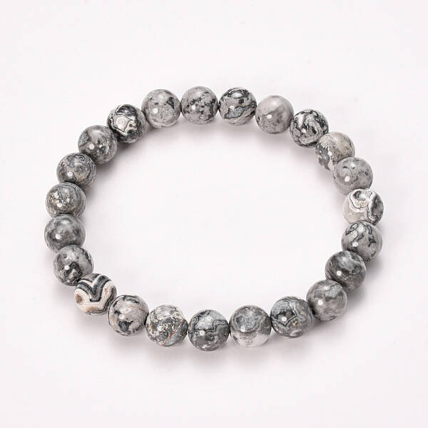 Natural Wave Jasper Beaded Stretch Bracelets