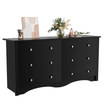 HOMALL 6 Drawer Double Dresser, Modern Wood Chest of Drawer for Living Room Bedroom