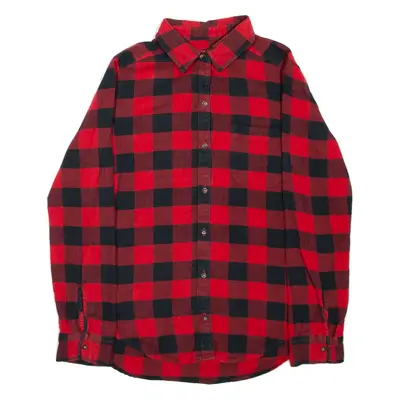 HOLLISTER Womens Flannel Shirt Red Check Long Sleeve S