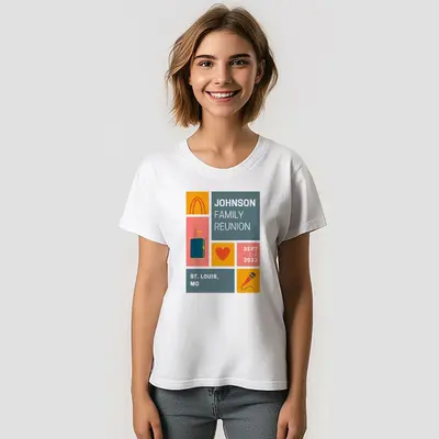 Custom Family Reunion Block Design T-Shirt