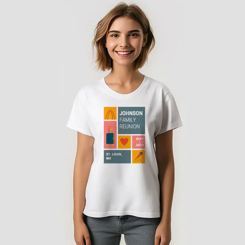 Custom Family Reunion Block Design T-Shirt