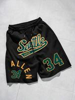 Men's Regular Fit Letter & Number Print Drawstring Waist Shorts, Casual Pocket Track Shorts for Sports Gym Workout Running, F...