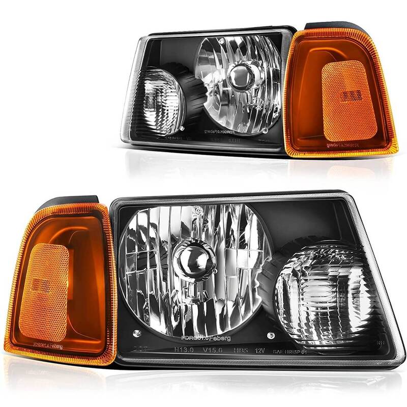 YITAMOTOR® 2001-2011 Ford Ranger Headlight Assembly Corner light OE Projector Headlamp Black Housing Clear Lens