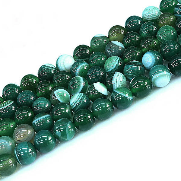 Natural Striped Agate/Banded Agate Round Bead Strands