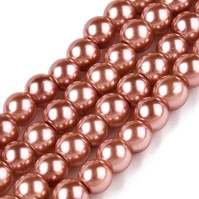 Baking Painted Pearlized Glass Pearl Round Bead Strands