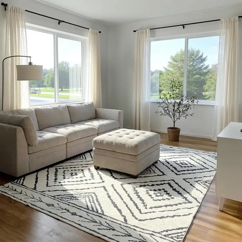 BESTSWEETIE Washable Rugs for Living Room 8x10ft Geometric Design Ultra Soft Durable Faux Wool Moroccan Runner Rug Non Slip T...