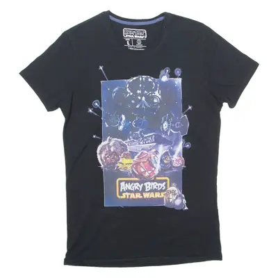 STAR WARS ANGRY BIRDS Mens T-Shirt Black Crew Neck L