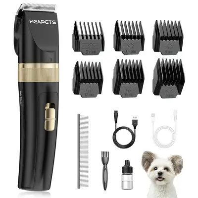 Heapets Cordless Pet Grooming Clippers, Single Pack – Low Noise, Rechargeable, Cordless Electric Hair Clipper for Dogs, Cat...