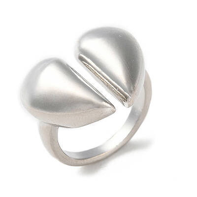 Rack Plating Heart Brass Open Cuff Ring for Women