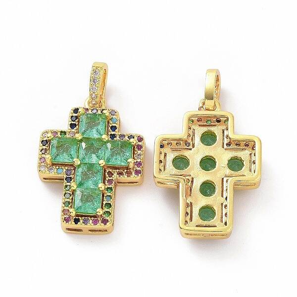 Brass Micro Pave Clear Cubic Zirconia Pendants