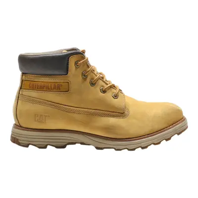 CAT Lace-Up Boots Cream Leather Mens UK 9