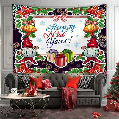 Snowflake Novelty Merry Christmas Theme Wall Tapestry - Aperturee