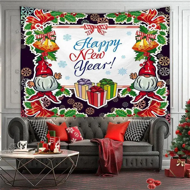 Snowflake Novelty Merry Christmas Theme Wall Tapestry - Aperturee