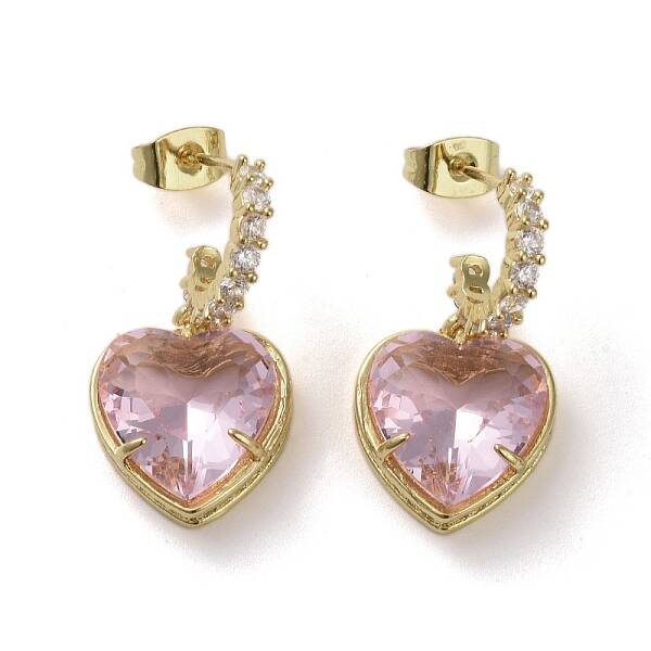 Cubic Zirconia Heart Dangle Stud Earrings