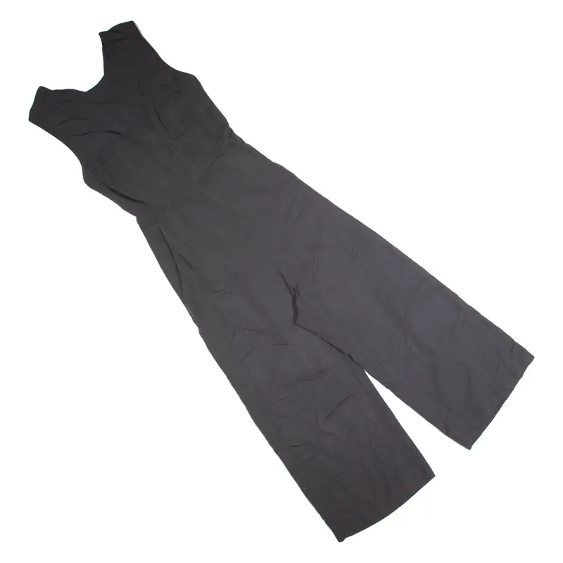 H&M Lace Up Back Womens Jumpsuit Grey Wide-Leg UK 10