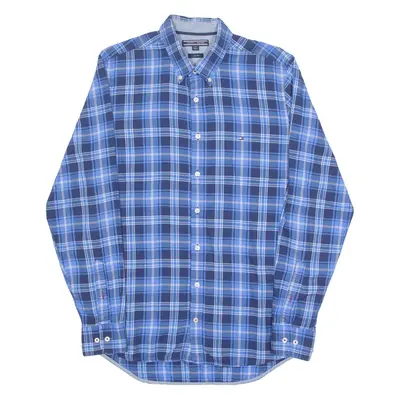 TOMMY HILFIGER Slim Fit Mens Shirt Blue Check Long Sleeve L