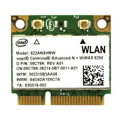622ANXHMW Intel Centrino Advanced-N 6200 2.4GHz / 5GHz 300Mbps IEEE 802.11a/b/g/n PCI Express Half Mini Wireless Network Adap...