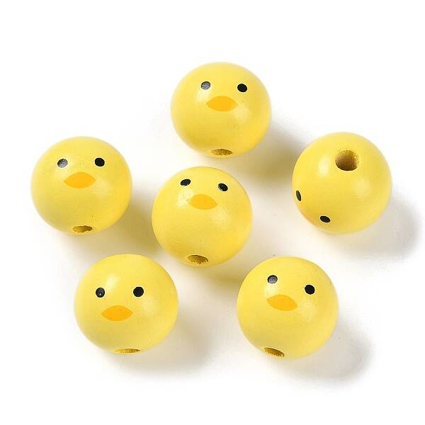 Animal Themes Printed Wood European Beads