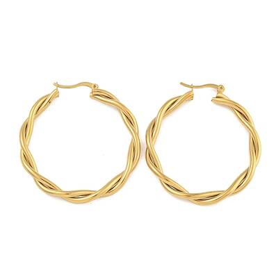 304 Stainless Steel Twist Ring Hoop Earrings for Women