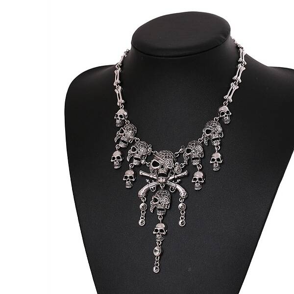 Alloy Skull Bib Necklace