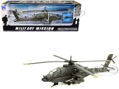 Boeing AH-64 Apache Attack Helicopter Olive Drab United States Army Military Mission Series 1/55 Diecast Model by New Ray