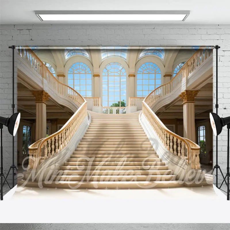 Cascading Staircase Castle Architecture Backdrop - Aperturee