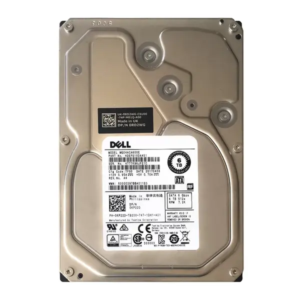 RD2WG Dell 6TB 7200RPM SATA 6Gb/s Hot Swap 128MB Cache 3.5-Inch Internal Hard Drive with Tray