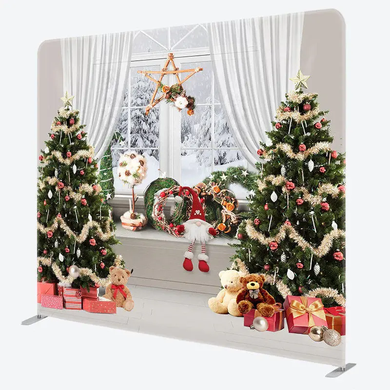 Aperturee Christmas Tree Window Gifts Tension Fabric Backdrop - Aperturee