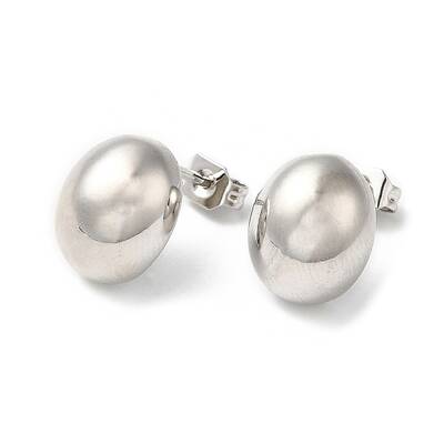 Rack Plating Brass Oval Stud Earrings