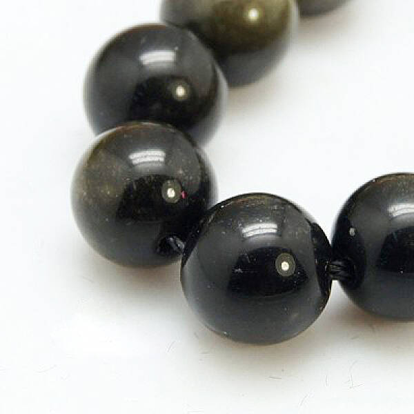 Natural Golden Sheen Obsidian Beads Strands