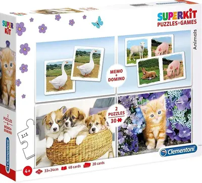 Clementoni, SuperKit, Animals, Puzzle, Unisex, 4+ years, 2 x 30 + 48 + 28 pieces