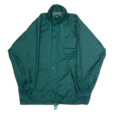 K-WAY Mens Anorak Jacket Green Nylon 90s Hooded 2XL