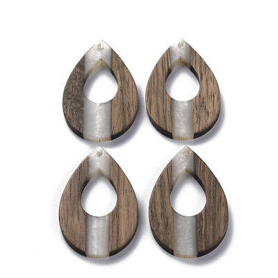 Opaque Resin & Walnut Wood Pendants